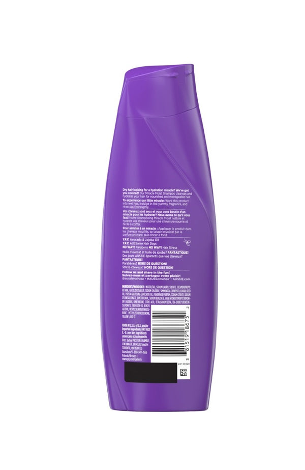 Aussie Miracle Moist Shampoo w/Avocado & Jojoba Oil - 12.1oz/6pk