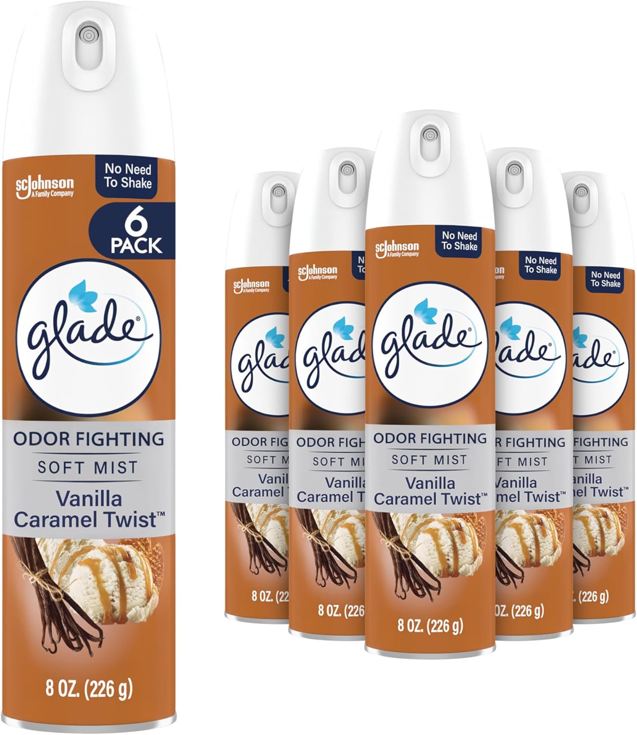 Glade Compressed Gas Aerosol - Vanilla Caramel Twist - 8oz/6pk