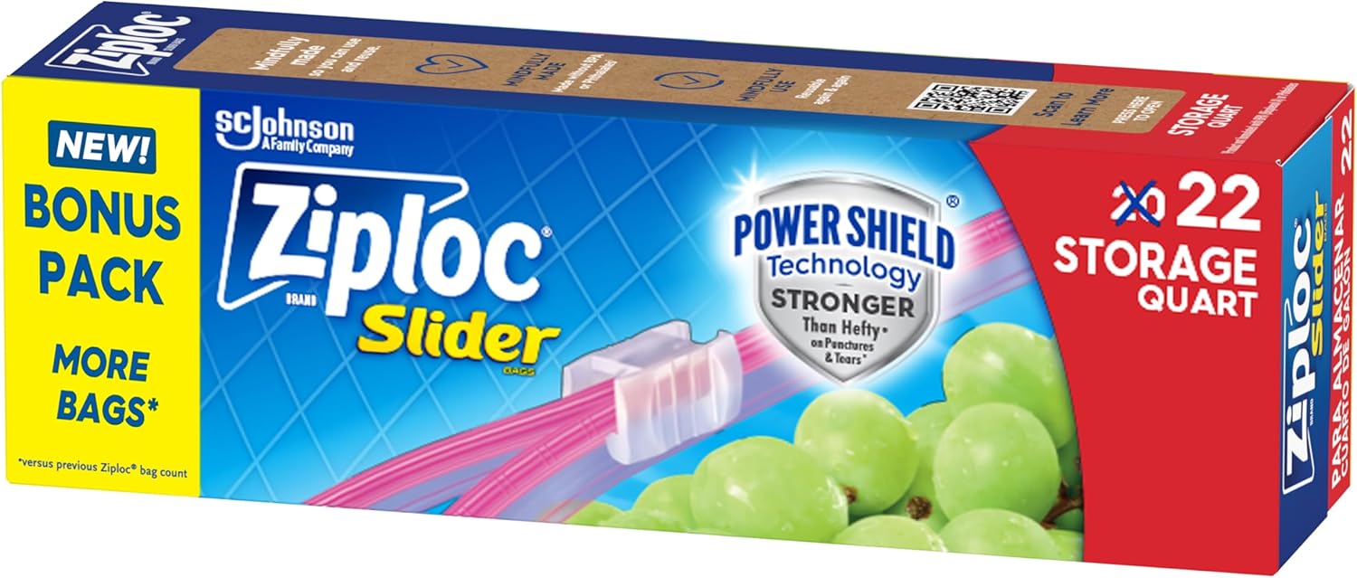 Ziploc Slider Storage Bag Quart - 22ct/12pk