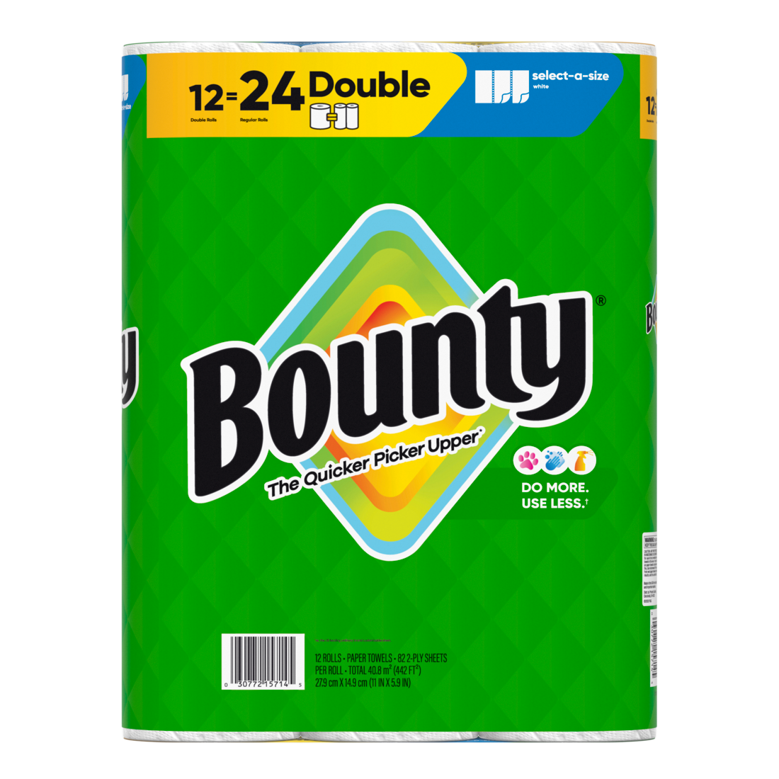 Bounty Paper Towels Select-A-Size White 12 Double Rolls 82 Sheets Per Roll - 12ct/1pk