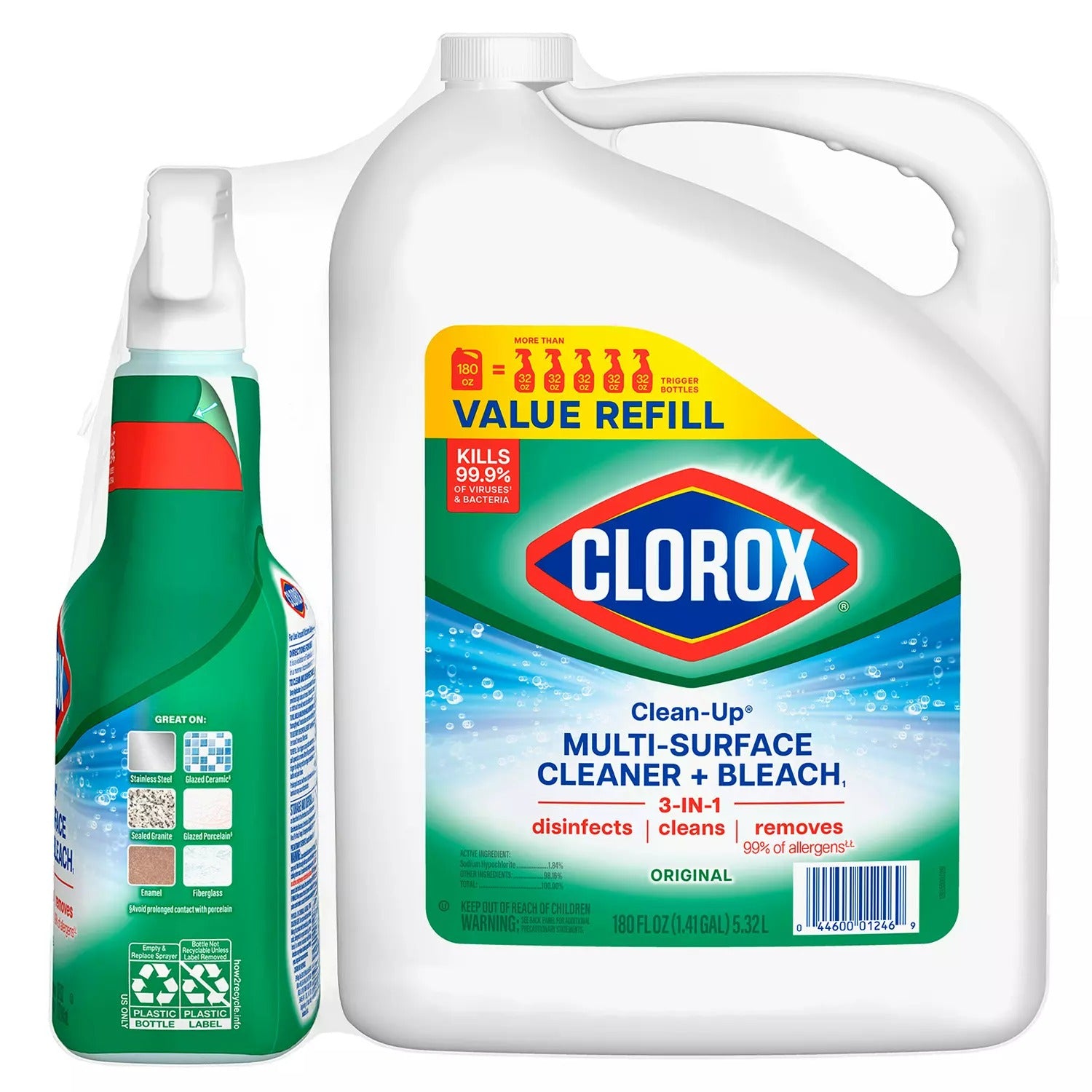 Clorox Clean-Up All-Purpose Cleaner with Bleach 32oz Spray 180oz Refill Bottle - 212oz/1pk