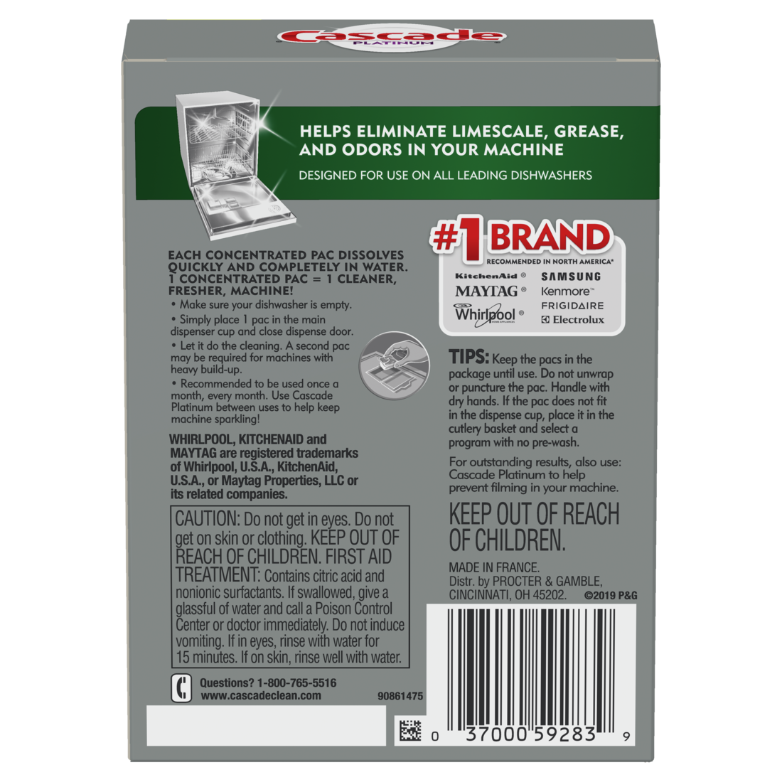 Cascade Platinum Dishwasher Cleaner - 3ct/6pk