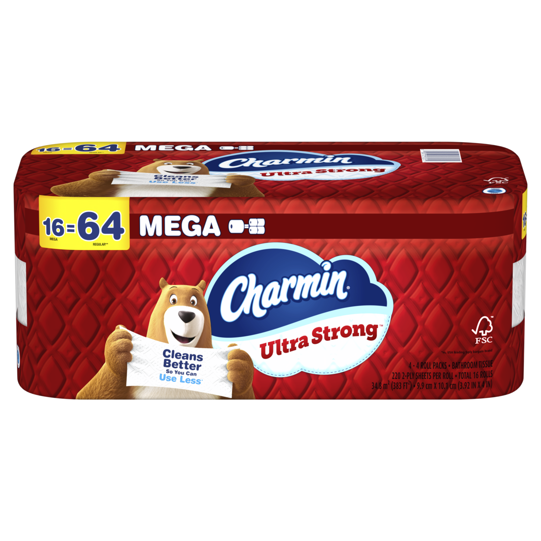 Charmin Ultra Strong Toilet Paper Mega Rolls 220 sheets per roll - 4x4pk - 16ct/1pk