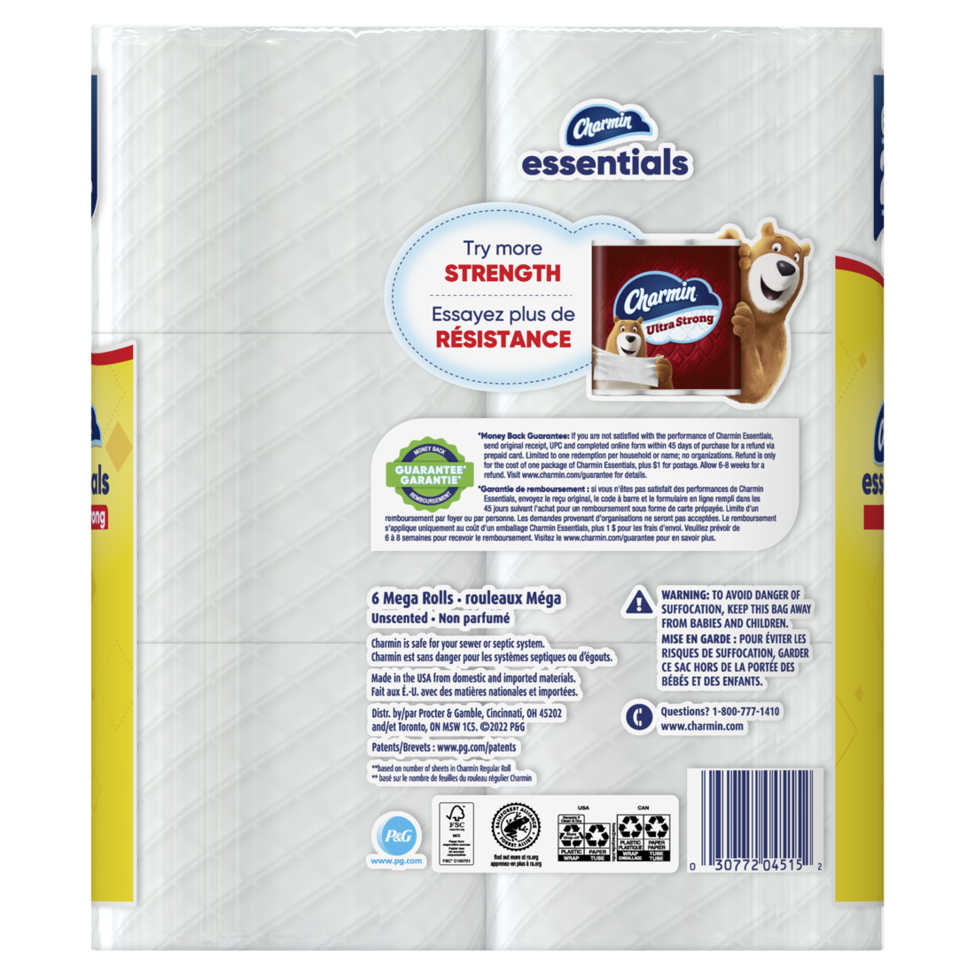 Charmin Essentials Strong Toilet Paper 6 Mega Rolls 429 Sheets Per Roll - 6ct/3pk