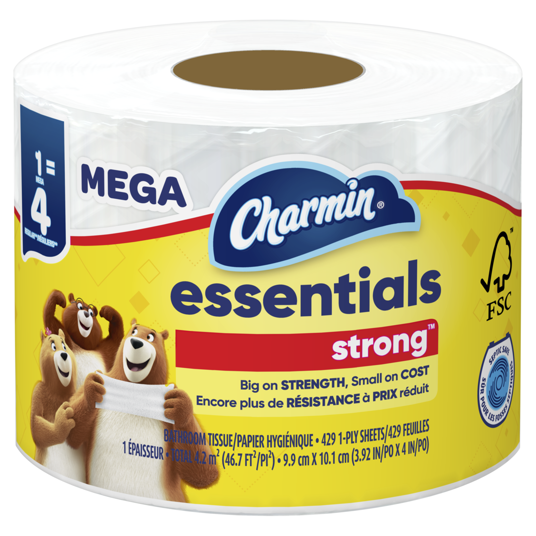Charmin Essentials Strong Toilet Paper 1 Mega Roll 429 Sheets Per Roll - 1ct/36pk