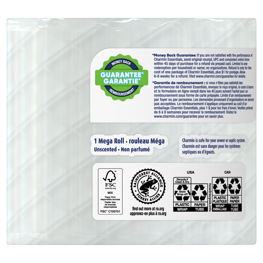 Charmin Essentials Strong Toilet Paper 1 Mega Roll 429 Sheets Per Roll - 1ct/36pk