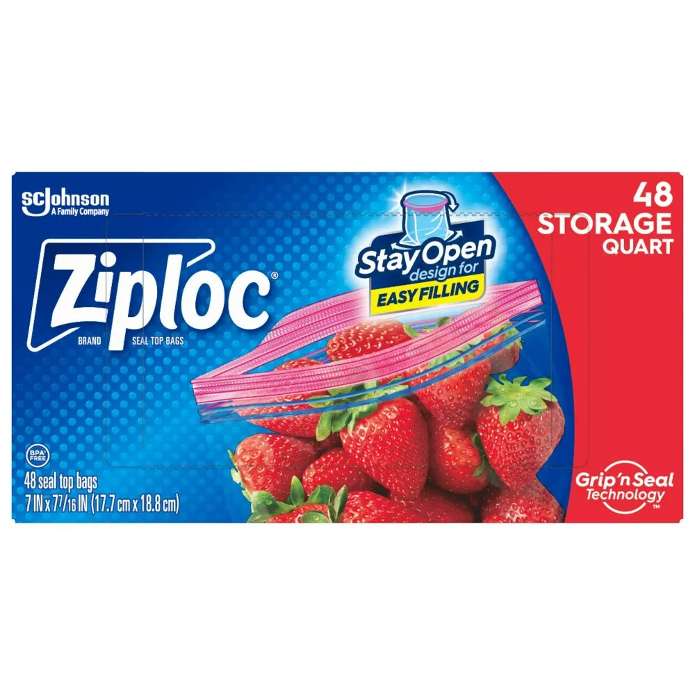 ZIPLOC Storage Bag Quart Value Pack - 48ct/9pk