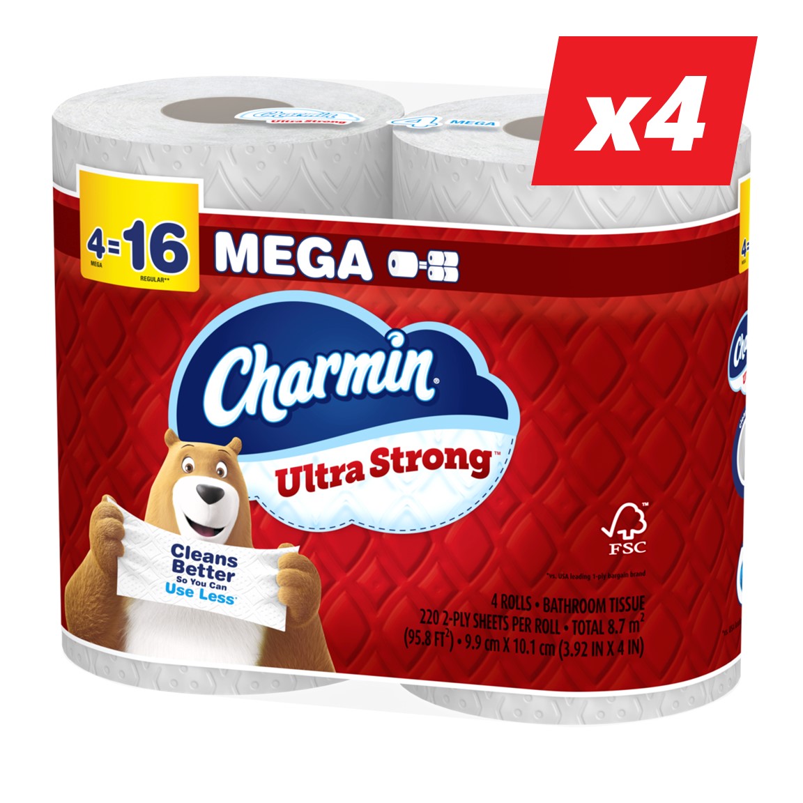 Charmin Ultra Strong Toilet Paper Mega Rolls 220 sheets per roll - 4x4pk - 16ct/1pk