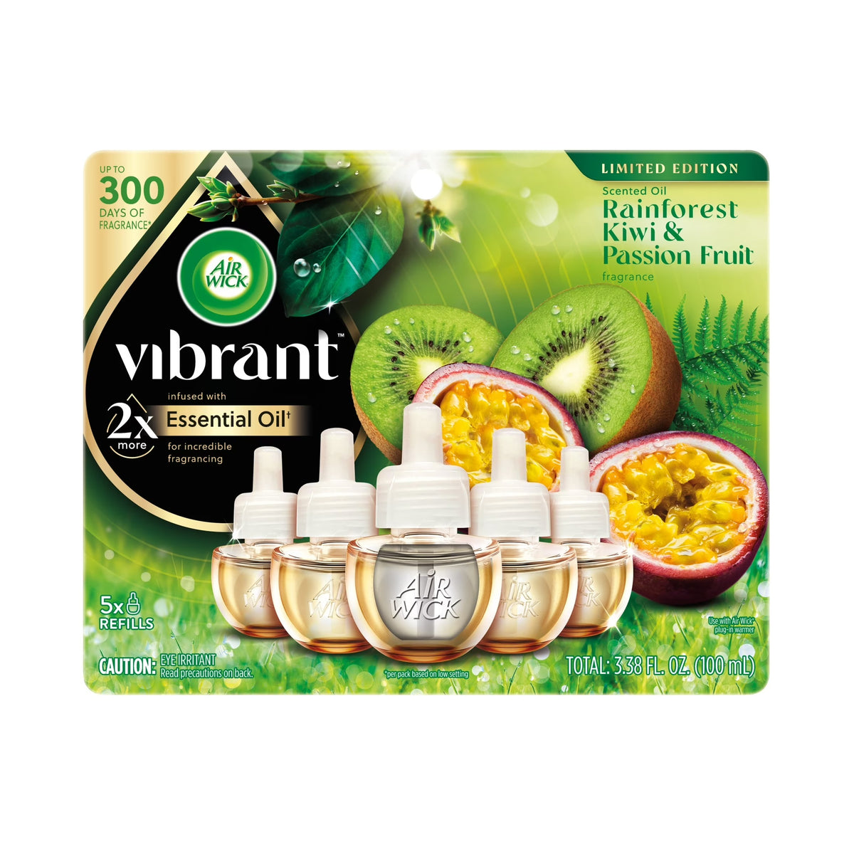 Air Wick Scented Oil - Vibrant Refill Rainforest Kiwi & Passionfruit - 5ct/5pk