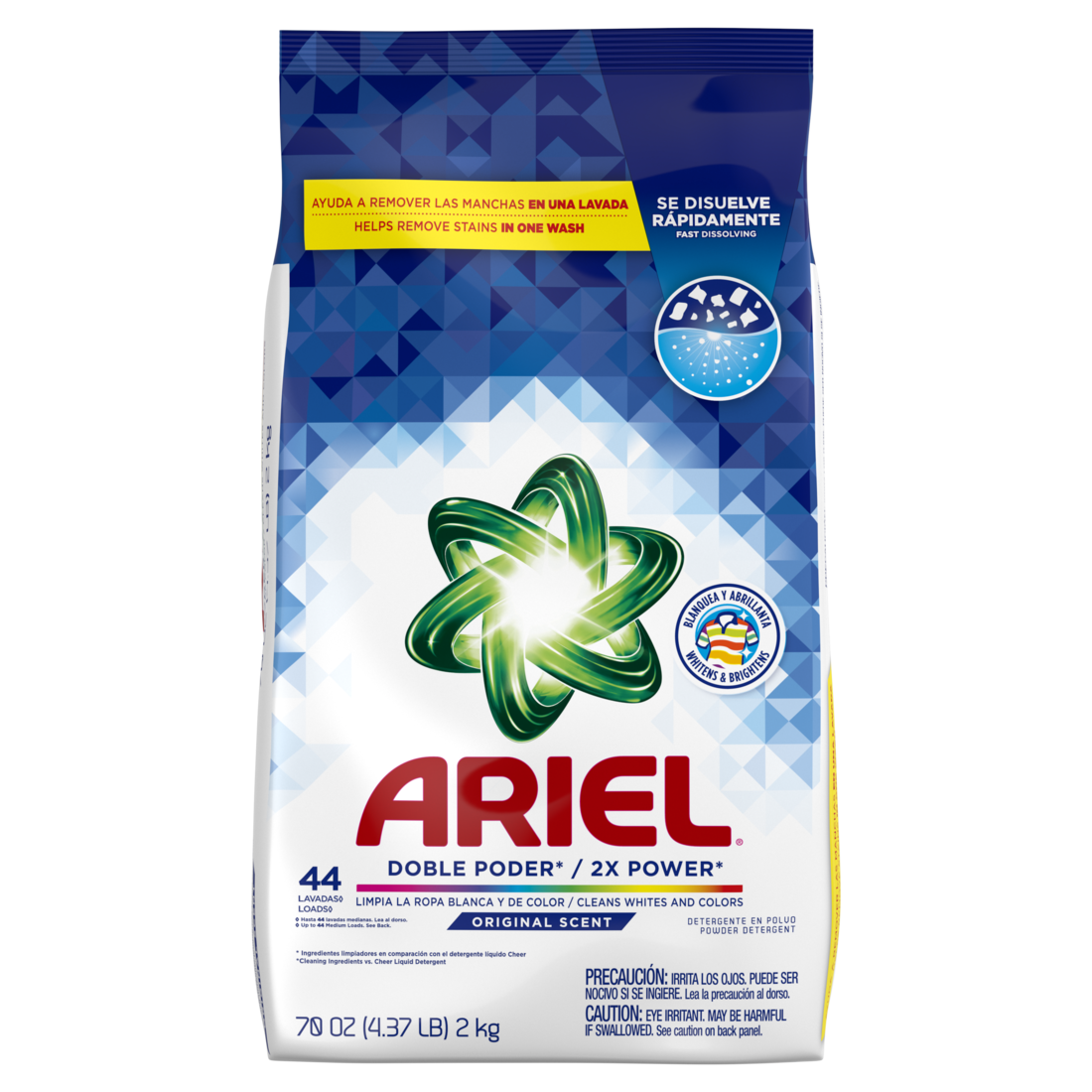 Ariel Powder Laundry Detergent Original Scent 2.0kg 44 Loads - 70oz/6pk