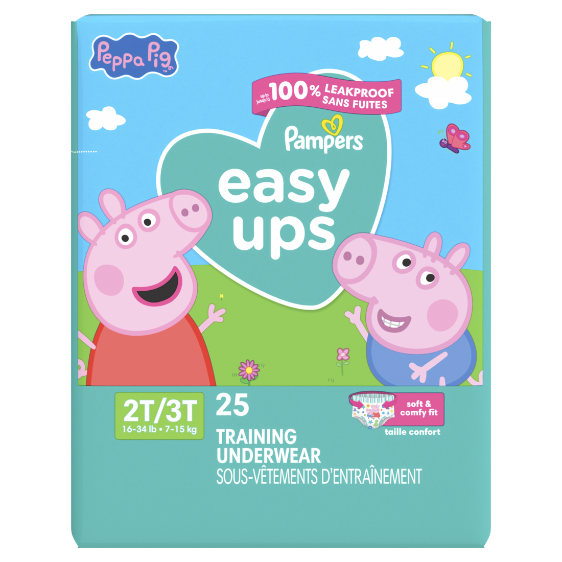 Pampers Easy Ups Training Underwear Peppa Pig Size 4 (2T3T) - 25ct/4pk
