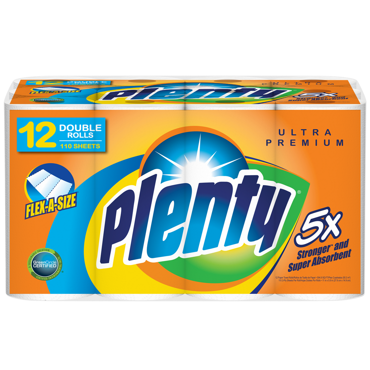 Plenty Ultra Premium Individually Packed Flex a Size Towel - 110ct/12pk