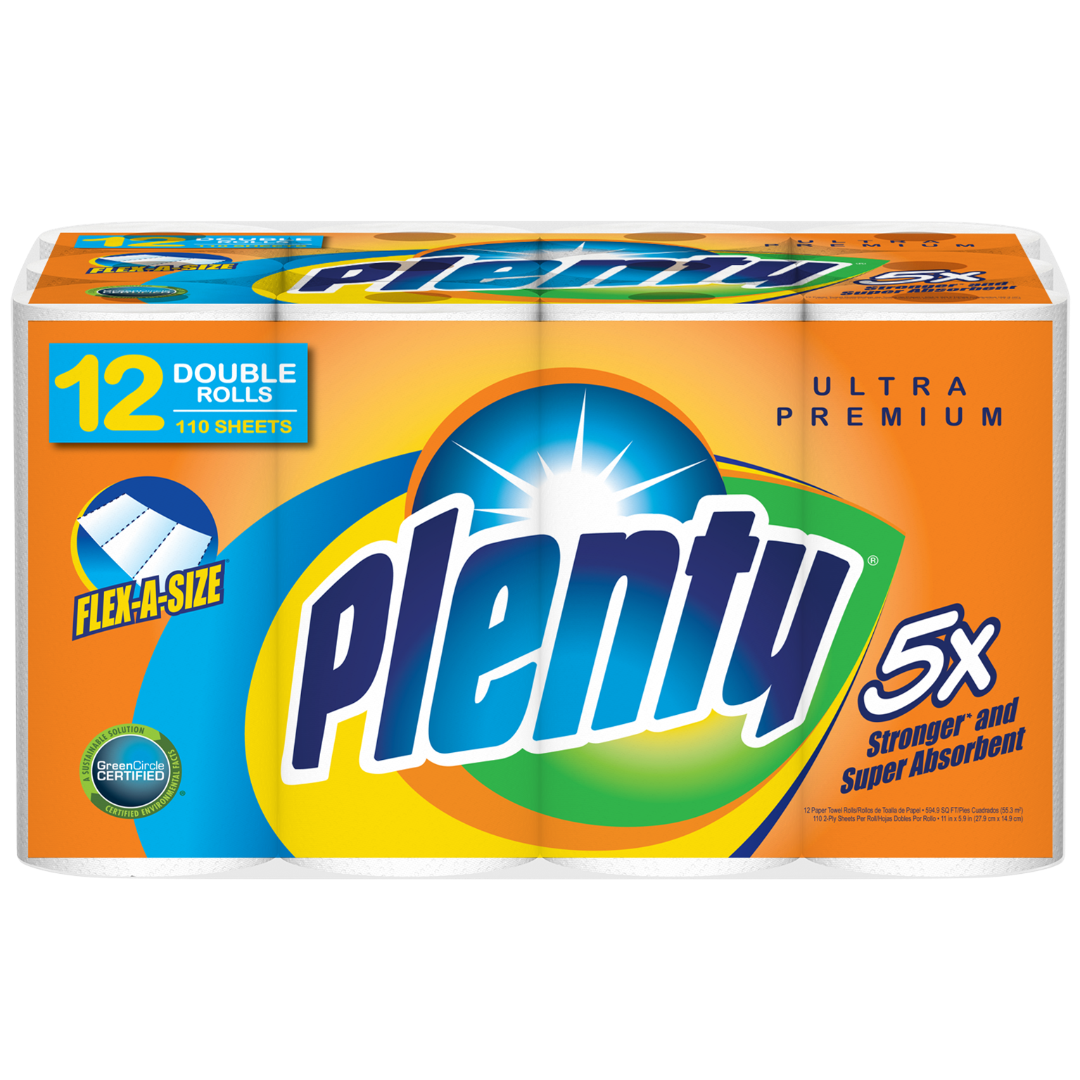Plenty Ultra Premium Individually Packed Flex a Size Towel - 110ct/12pk