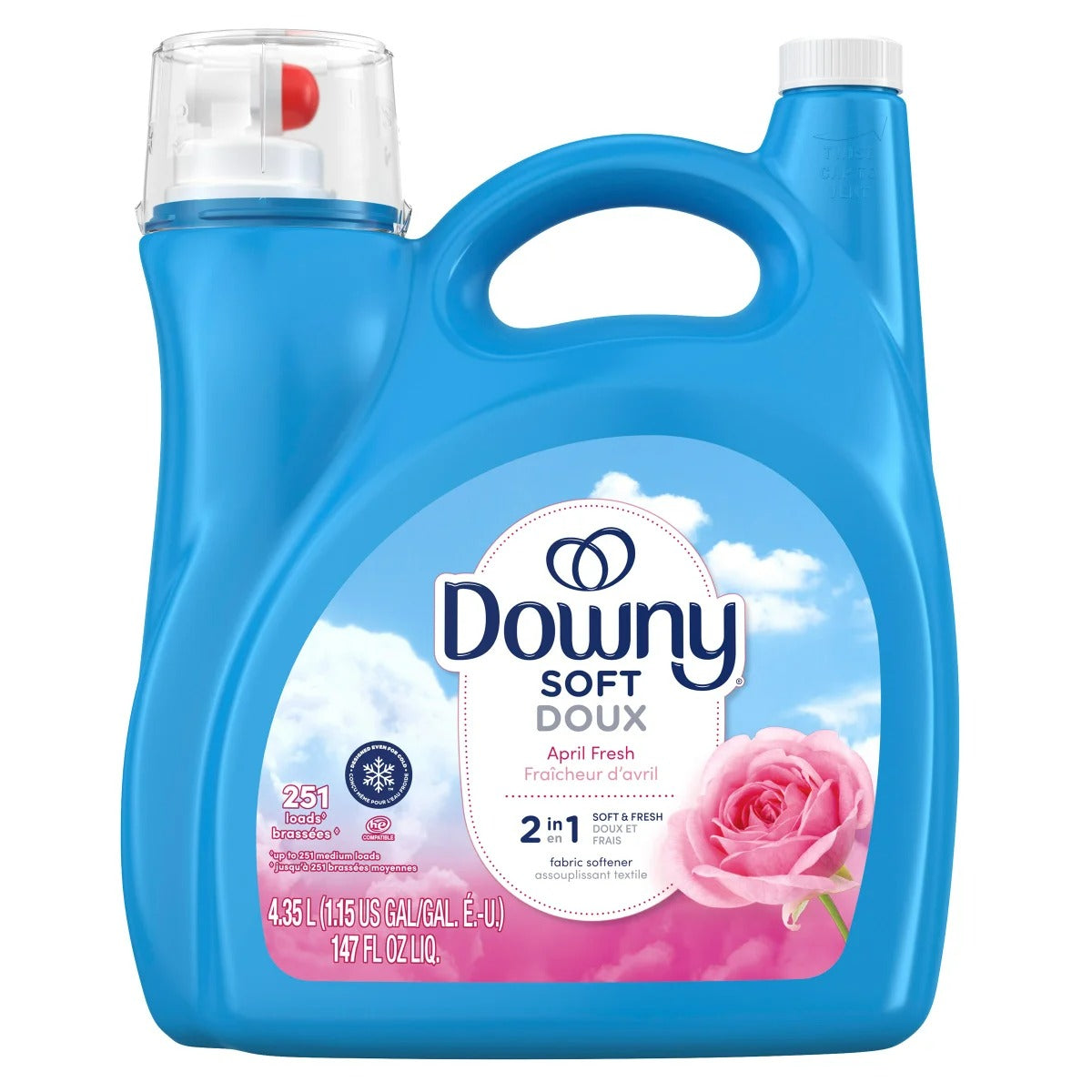 Downy Soft Liquid Fabric Softener April Fresh 4.35L 251 Loads - 147oz/4pk