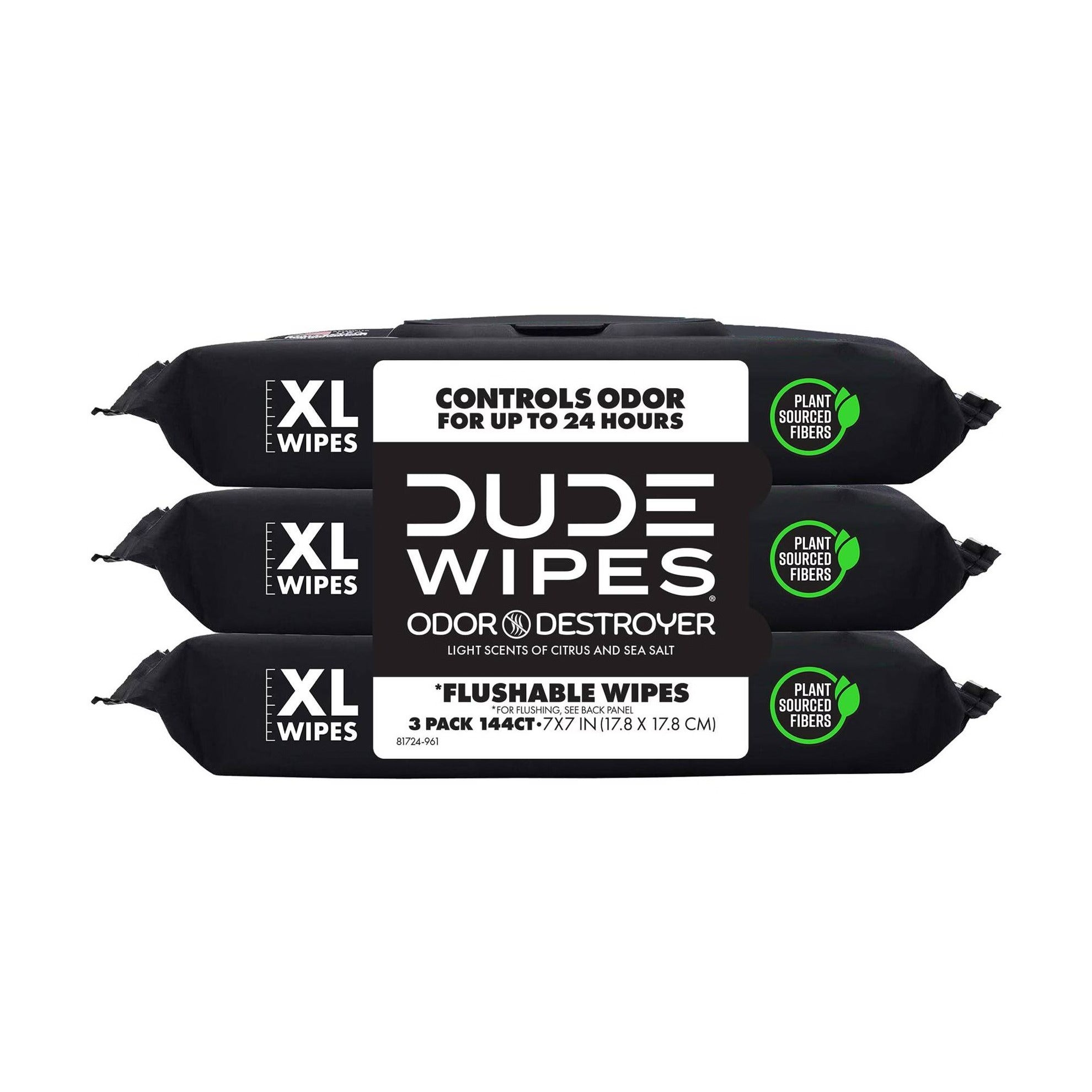 Dude Wipes Odor Destroyer Flushable Wipes - (3x48)ct/4pk