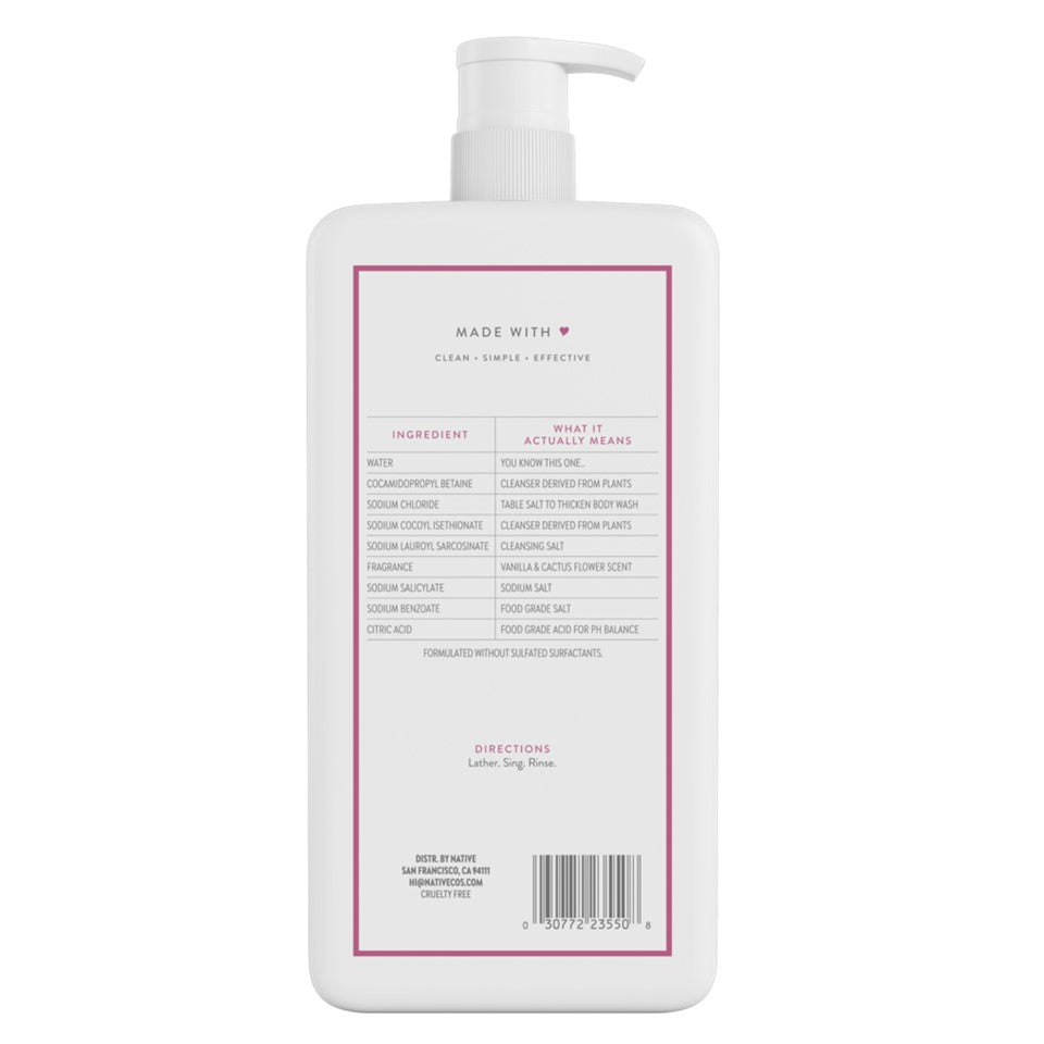 Native Vanilla & Cactus Flower Body Wash - 36oz/4pk
