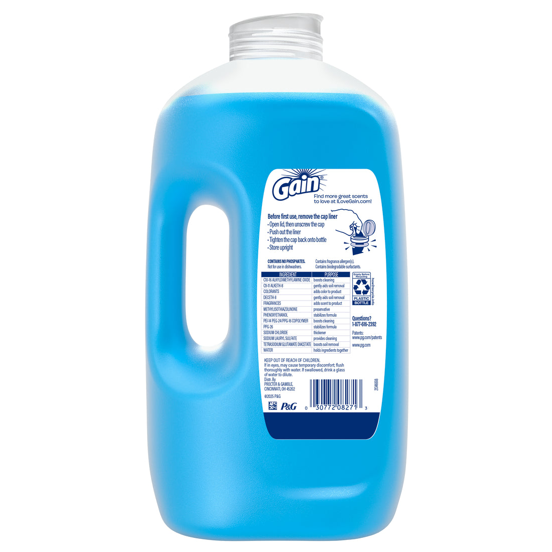 Gain Ultra Liquid Dish Soap Dishwashing Liquid Bleach Alternative Honey Berry Hula - 90oz/6pk