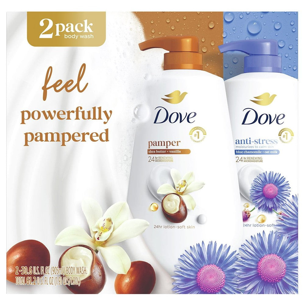 Dove Pamper & Anti-Stress Body Wash - (2x30.6)oz/1pk