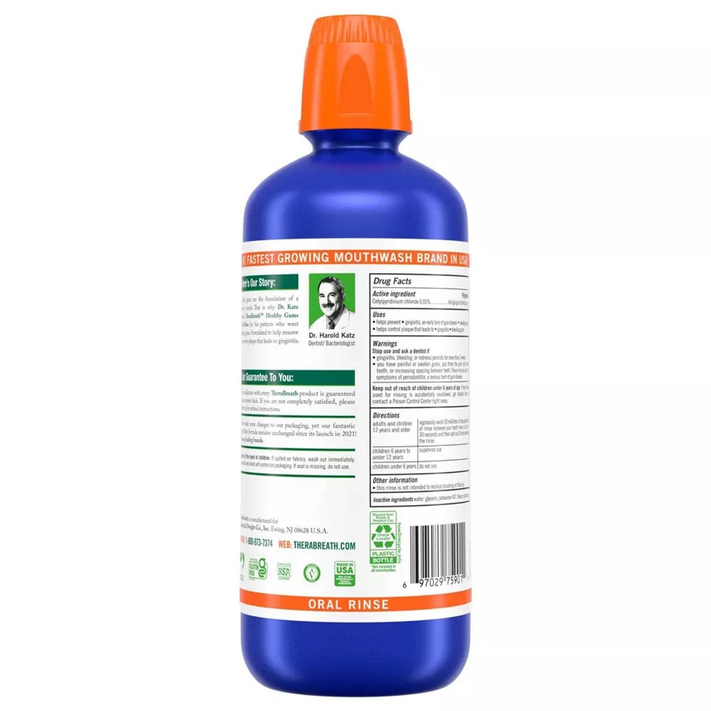 TheraBreath Healthy Gums Mouthwash Alcohol-Free Clean Mint - 1L/2pk