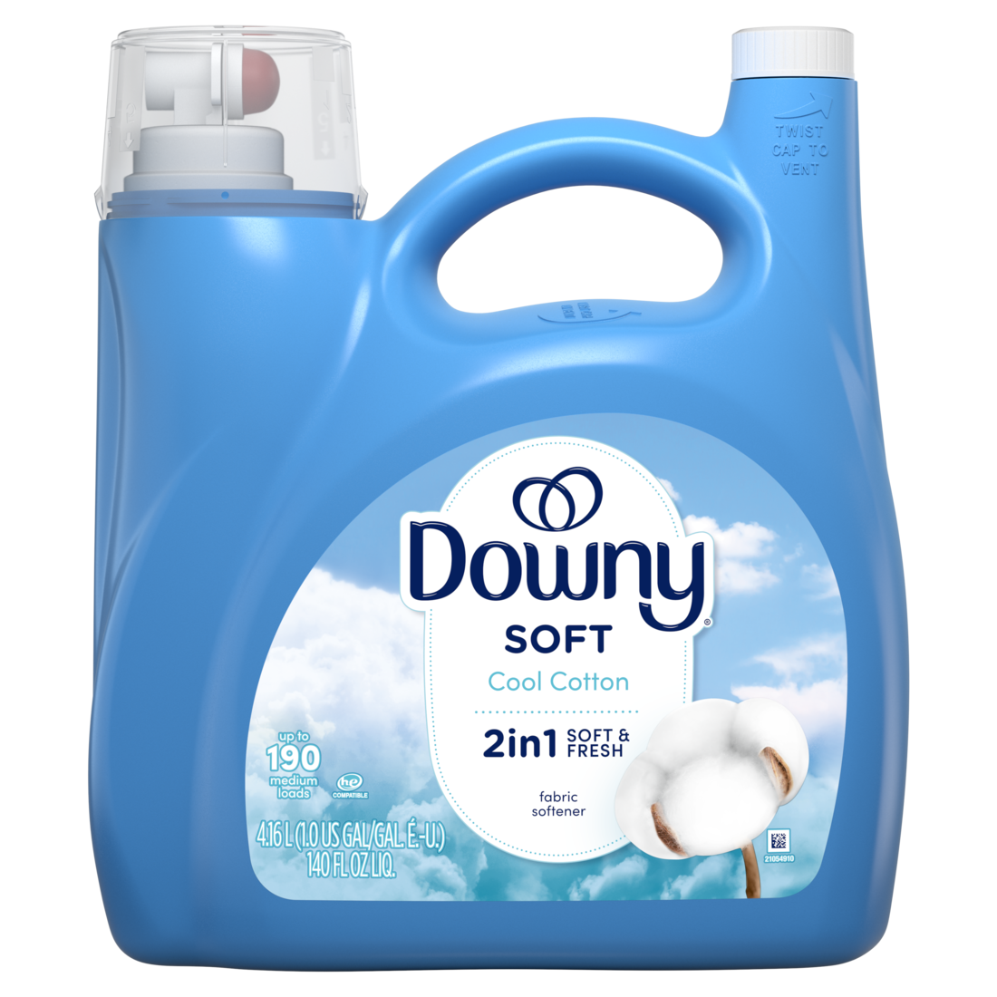 Downy Soft 2-in-1 Soft And Fresh Liquid Fabric Softener Cool Cotton 190 Loads Fabric Conditioner Liquid Provides Softness And Freshness For Fabrics - 140oz/4pk