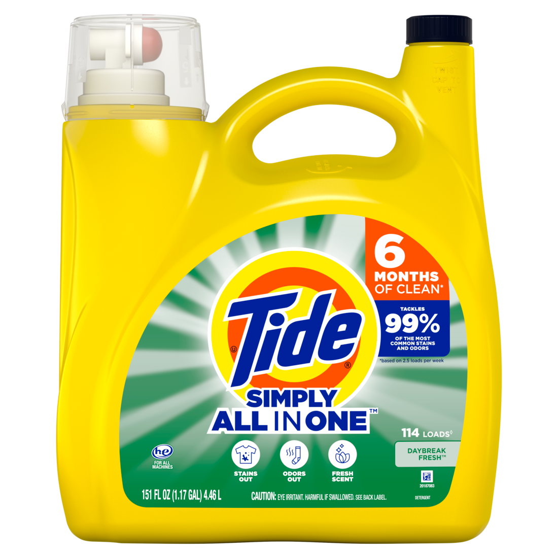 Tide Simply All-In-One Liquid Laundry Detergent Daybreak Fresh Scent 114 Loads - 151oz/4pk