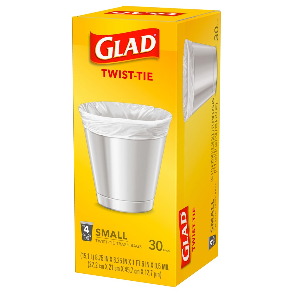 Glad Flat Top Small 4 Gallon - 30ct/6pk