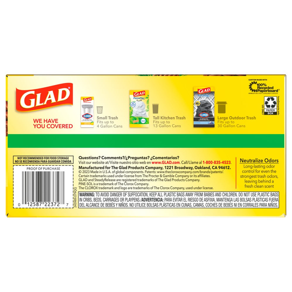 Glad Forceflex Drawstring Pine Sol Odor Shield 13 Gallon - 40ct/6pk