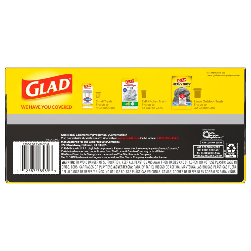 Glad Forceflex Trash Drawstring Black 30 Gallon - 50ct/3pk