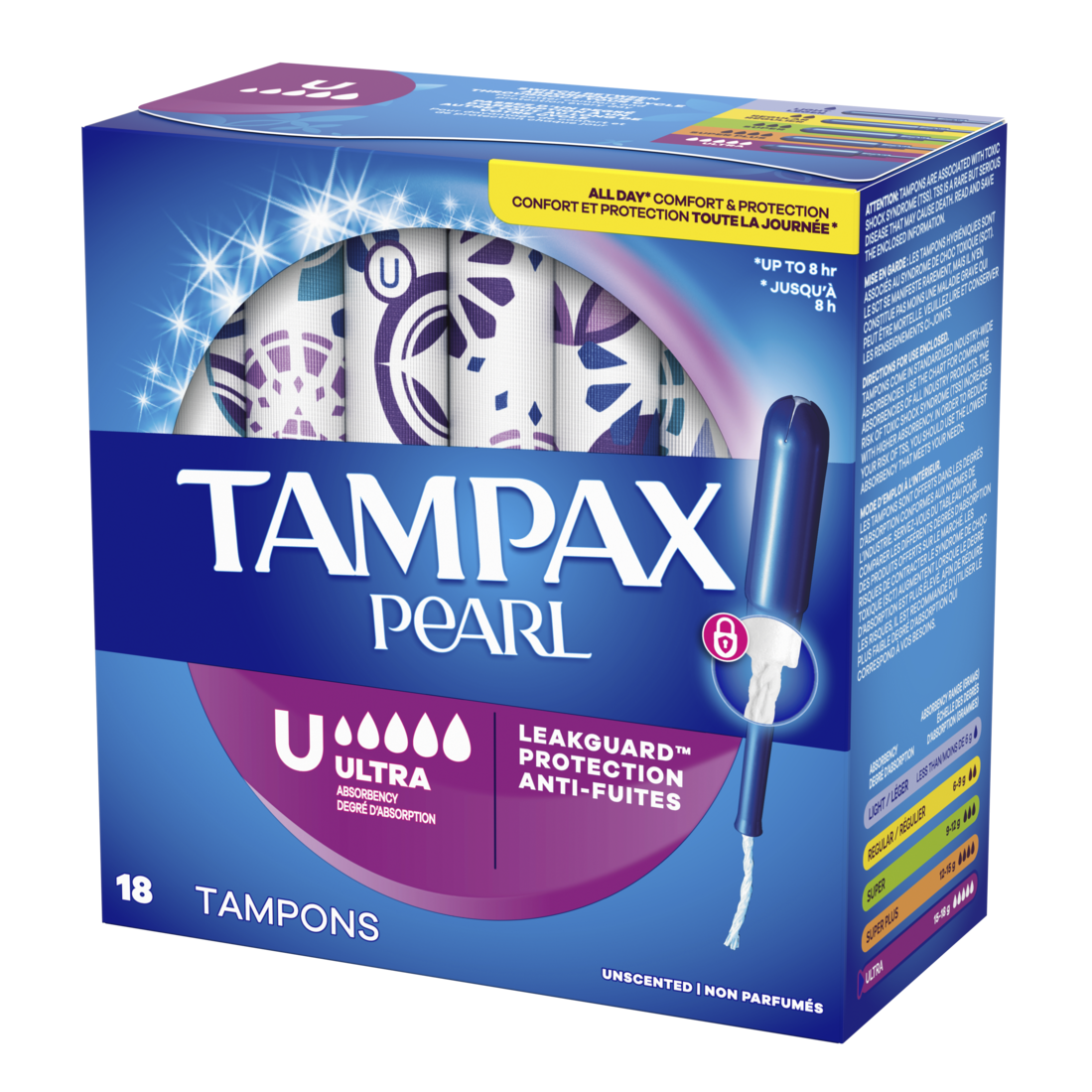 Tampax Pearl Tampons With Leakguard Braid Ultra Absorbency Unscented - 18ct/12pk