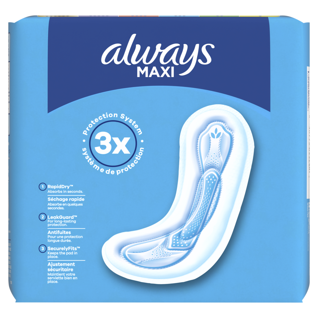 Always Maxi Feminine Pads Without Wings For Women Size 2 Long Super Absorbency Unscented - 26ct/6pk
