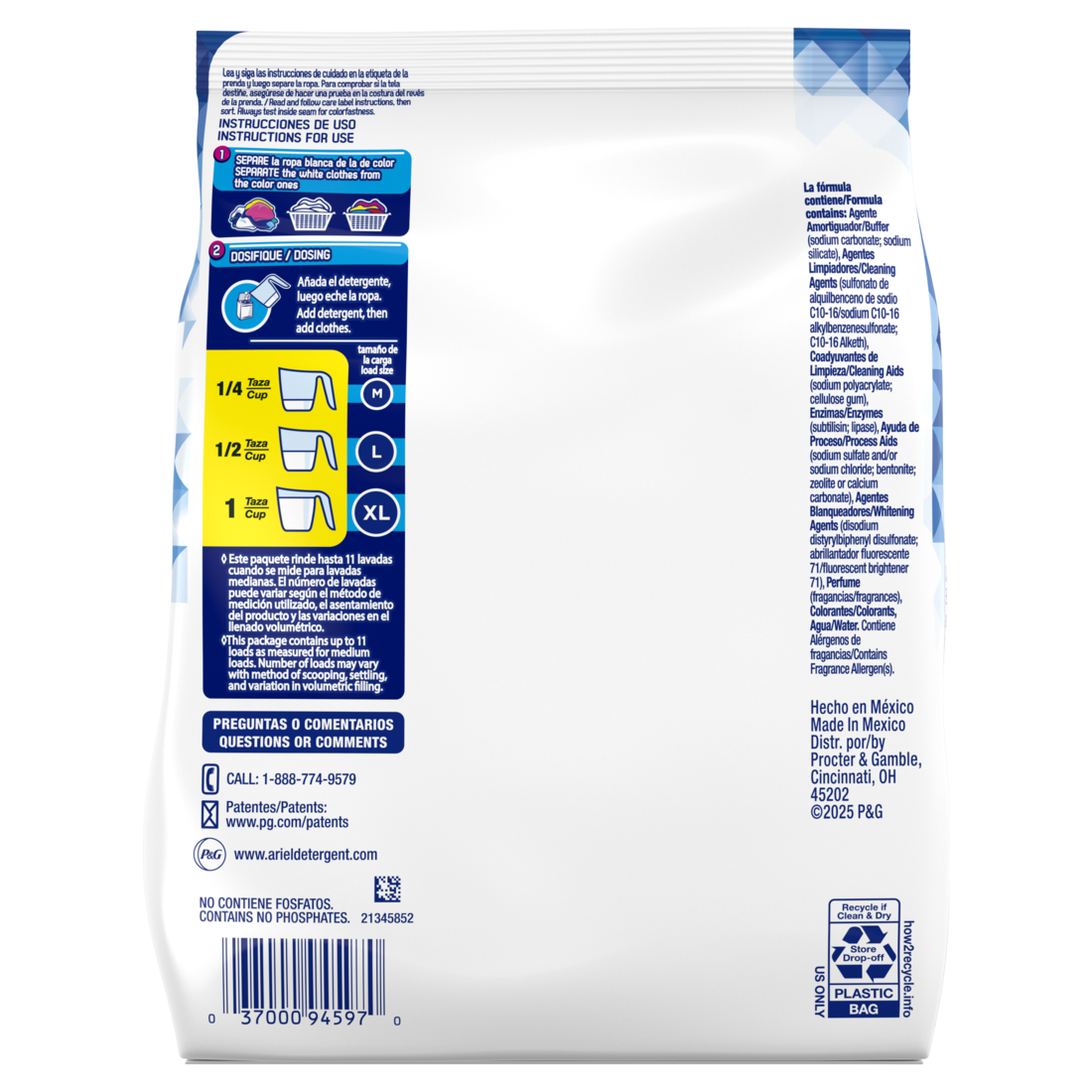 Ariel Powder Laundry Detergent Original Scent 0.5kg 11 Loads - 17oz/24pk
