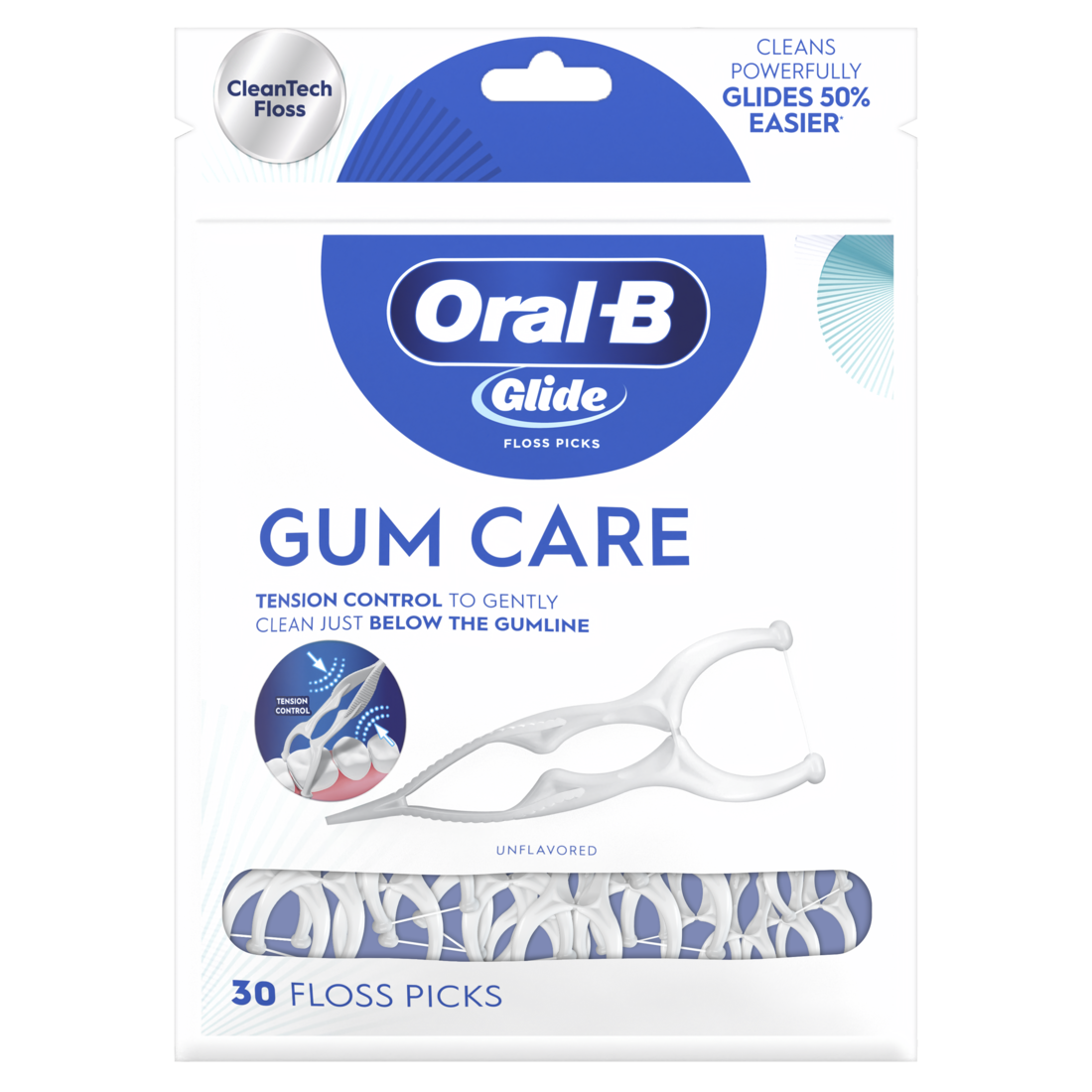 Oral-B Glide Gum Care Dental Floss Picks Good For Back Teeth - 30ct/48pk