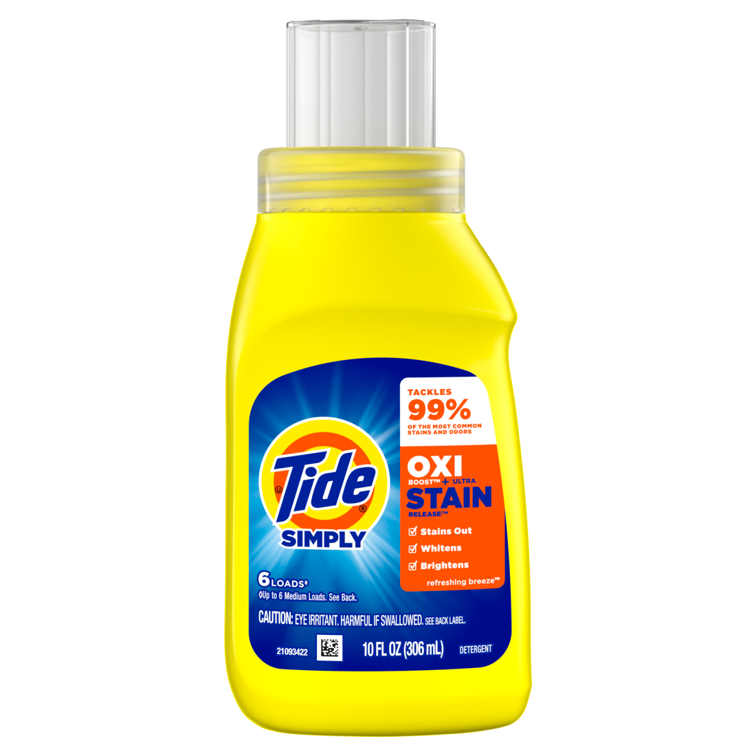 Tide Simply Oxi Boost + Ultra Stain Release 6 Loads Tough On Stains Whitens Brightens Refreshing Breeze Scent - 10oz/12pk