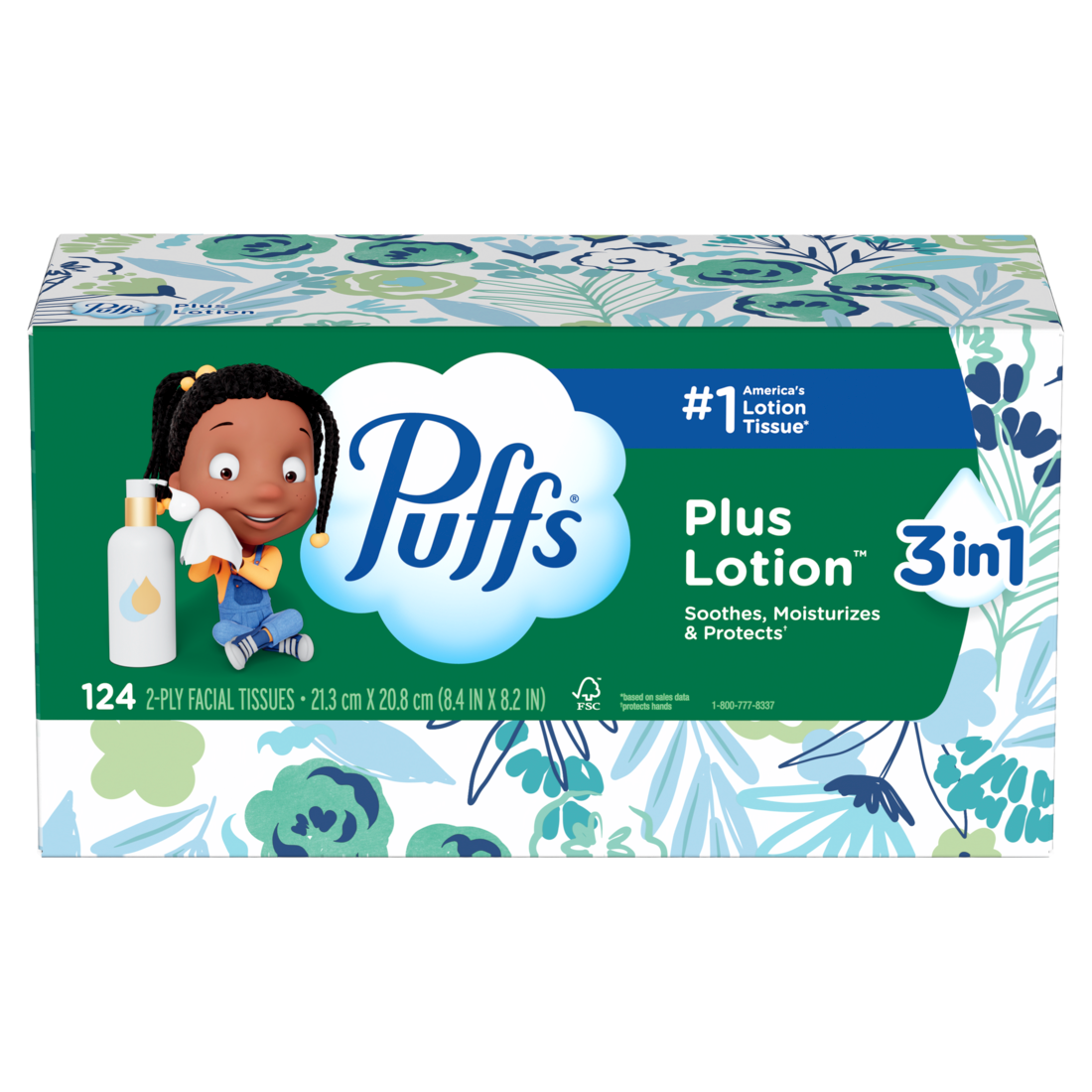 Puffs Plus Lotion Facial Tissue 1 Family Box 124 Tissues Per Box - 124ct/24pk