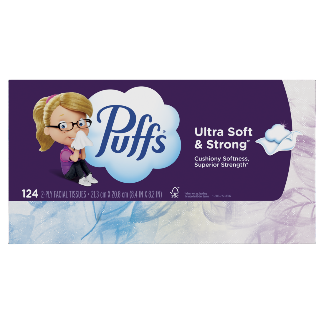 Puffs Ultra Soft Facial Tissues 1 Family Size Box 124 Facial Tissues Per Box - 124ct/24pk