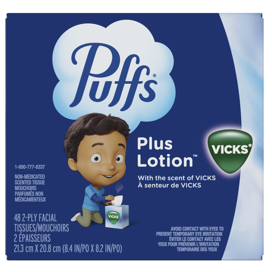 Puffs Plus Lotion With The Scent Of Vick's Facial Tissues 1 Cube 48 Tissues Per Box - 48ct/24pk