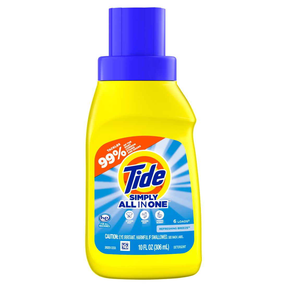Tide Simply All-In-One Liquid Laundry Detergent Refreshing Breeze Scent 6 Loads - 10oz/12pk
