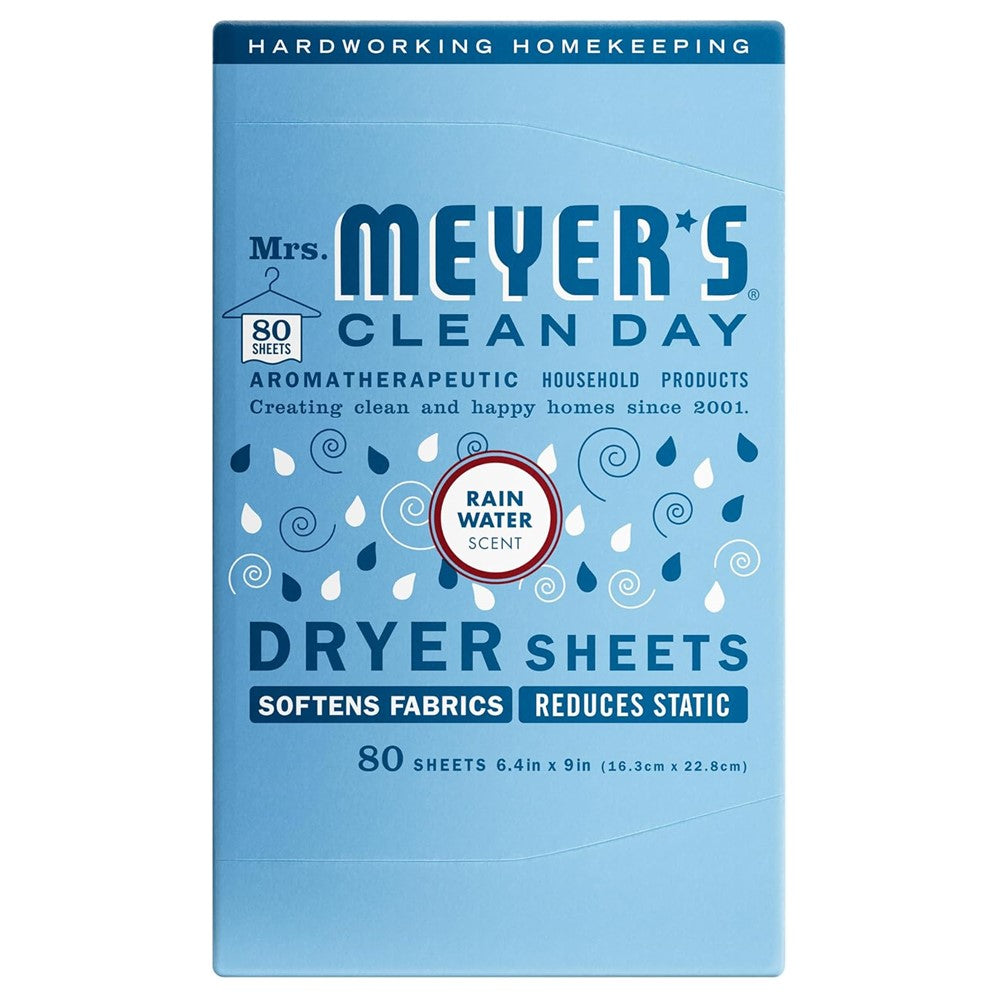 Mrs. Meyer's Dryer Sheets Rain Water - 80ct/12pk