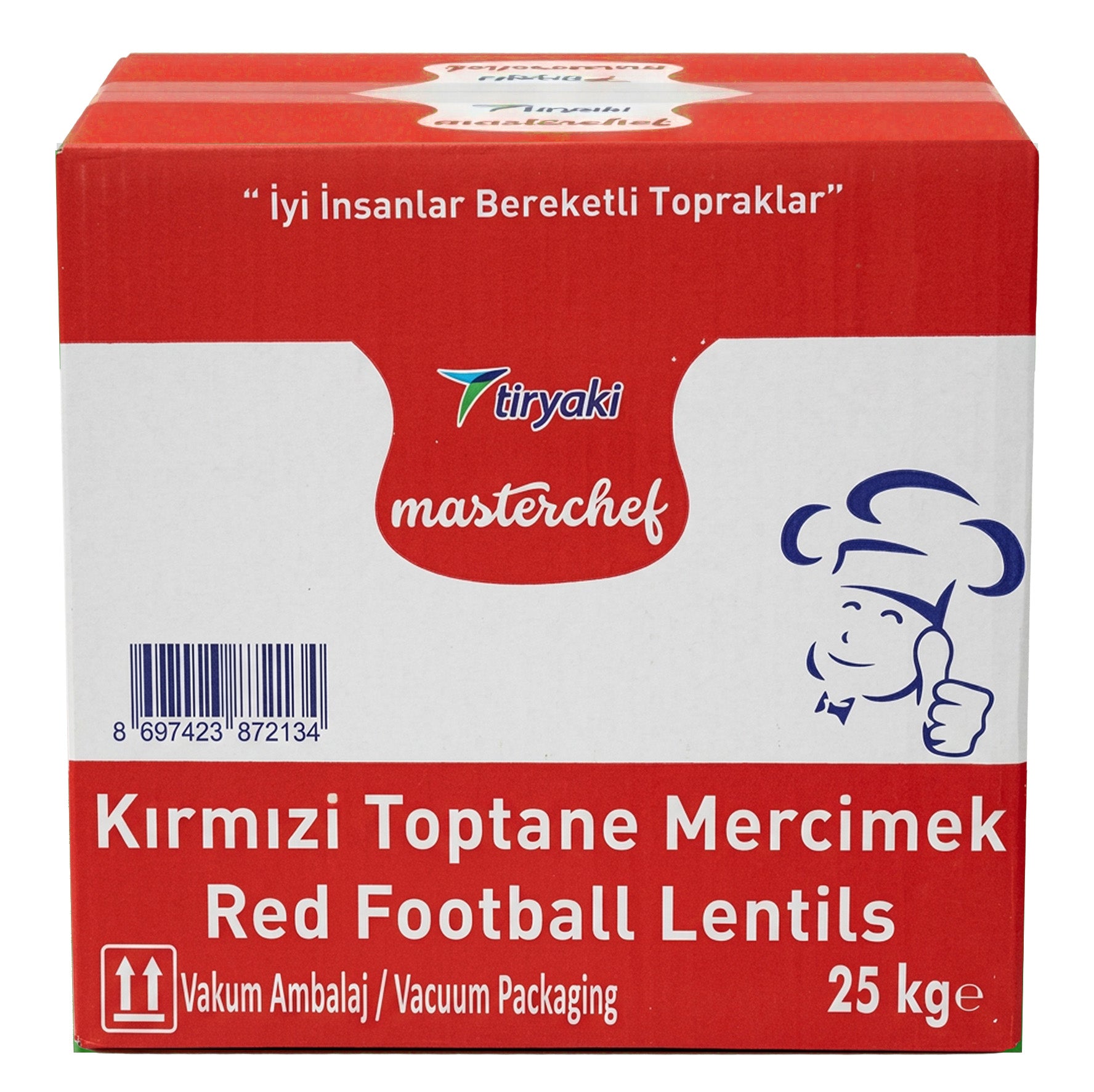 Tiryaki Red Football Lentils PP Bags - 25kg/55.12lb/1pk