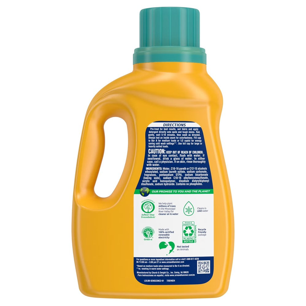 Arm & Hammer Liquid Laundry Detergent Sensitive Skin Plus Scent Dual HE - 50oz/8pk