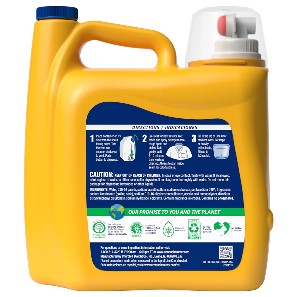 Arm & Hammer Liquid Laundry Detergent Clean Burst Dual HE - 140oz/2pk