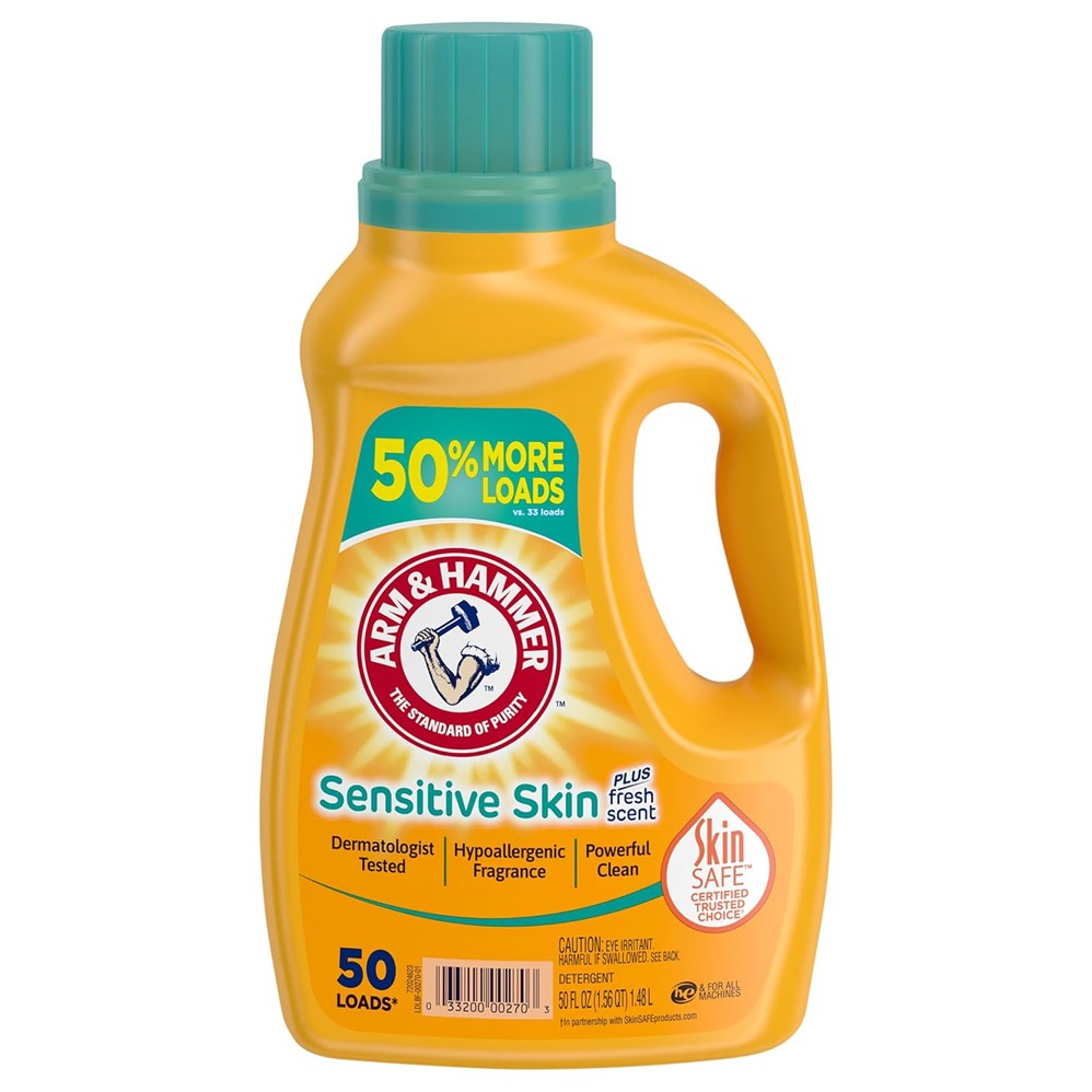 Arm & Hammer Liquid Laundry Detergent Sensitive Skin Plus Scent Dual HE - 50oz/8pk
