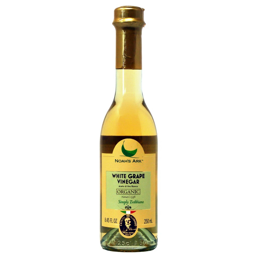 Noah's Ark Organic White Grape Vinegar of Trebbiano Glass Bottle - 250ml/8.45oz/6pk