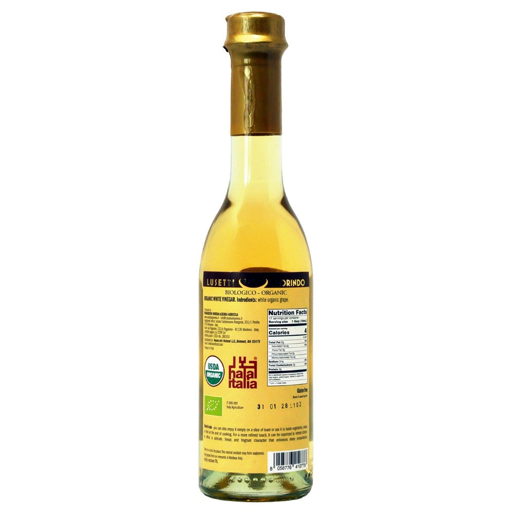 Noah's Ark Organic White Grape Vinegar of Trebbiano Glass Bottle - 250ml/8.45oz/6pk