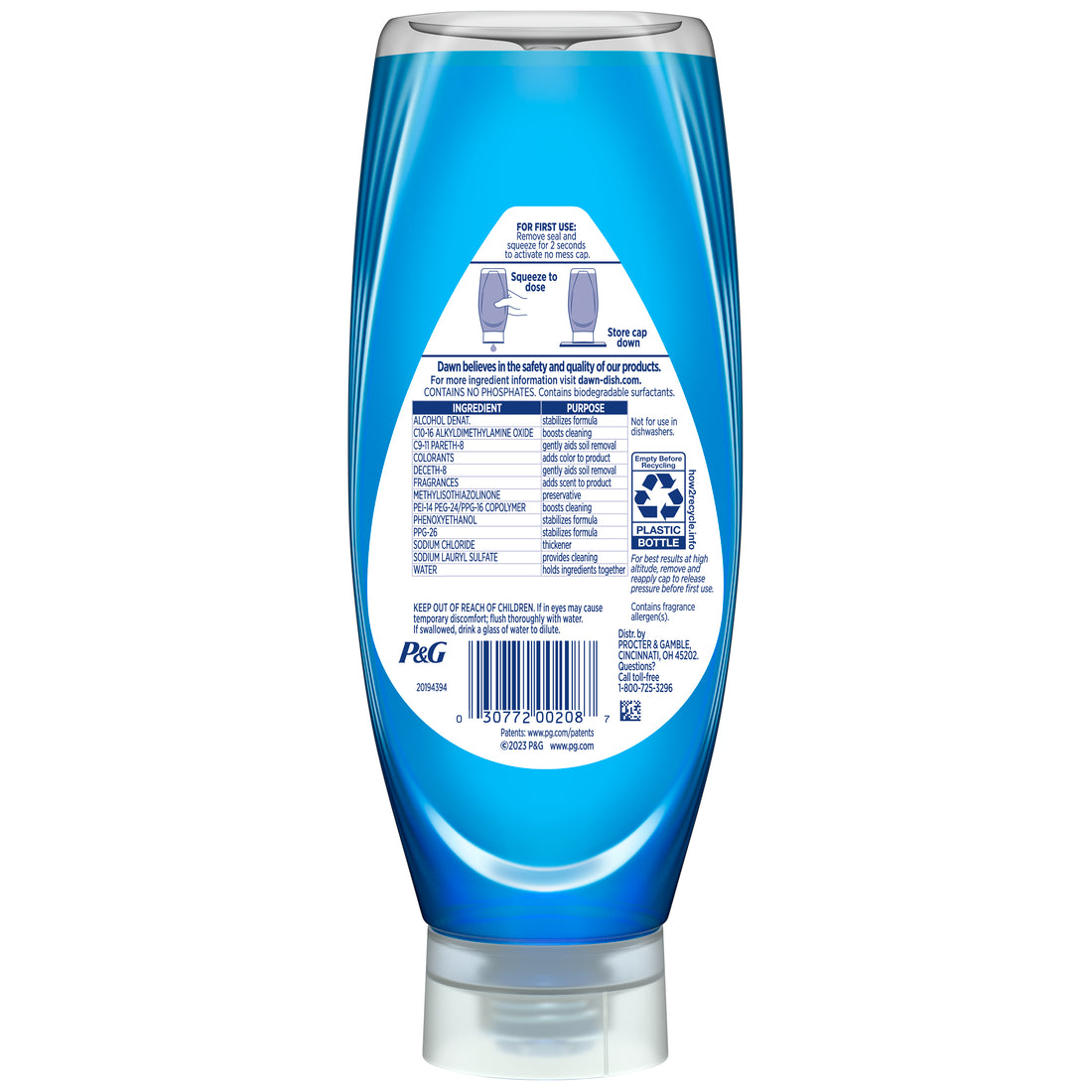 Dawn Ultra EZ-Squeeze Dish Soap Liquid Dishwashing Liquid Grease Removal Original - 22oz/8pk