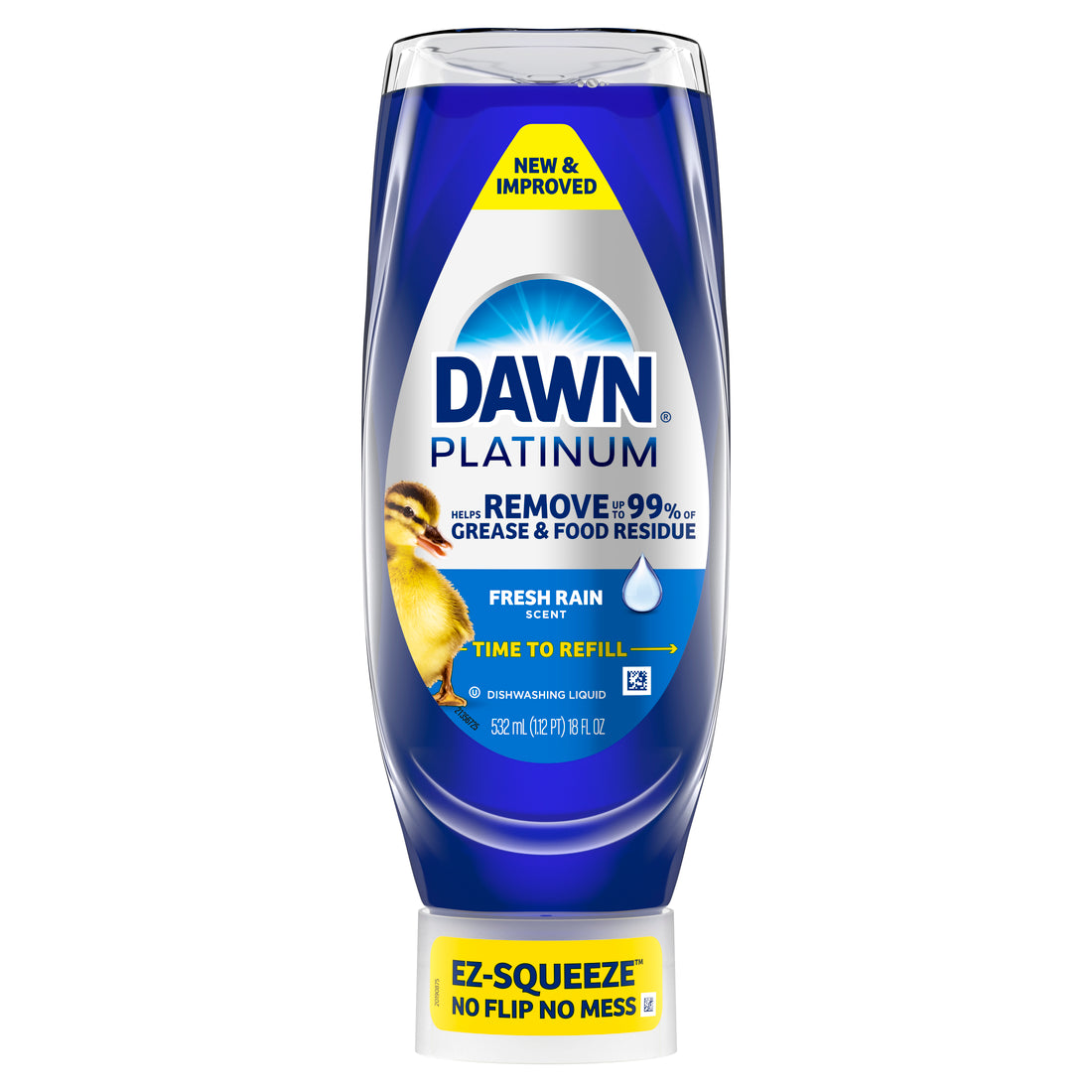 Dawn Platinum EZ Squueze Dish Soap Dishwashing Liquid Tough Grease Removal Fresh Rain - 18oz/8pk