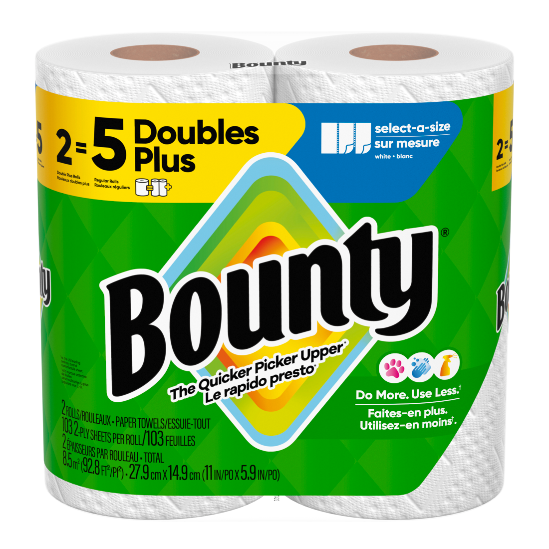 Bounty Paper Towels Select-A-Size White Double Plus Rolls 103 Sheets Per Roll - 2ct/4pk