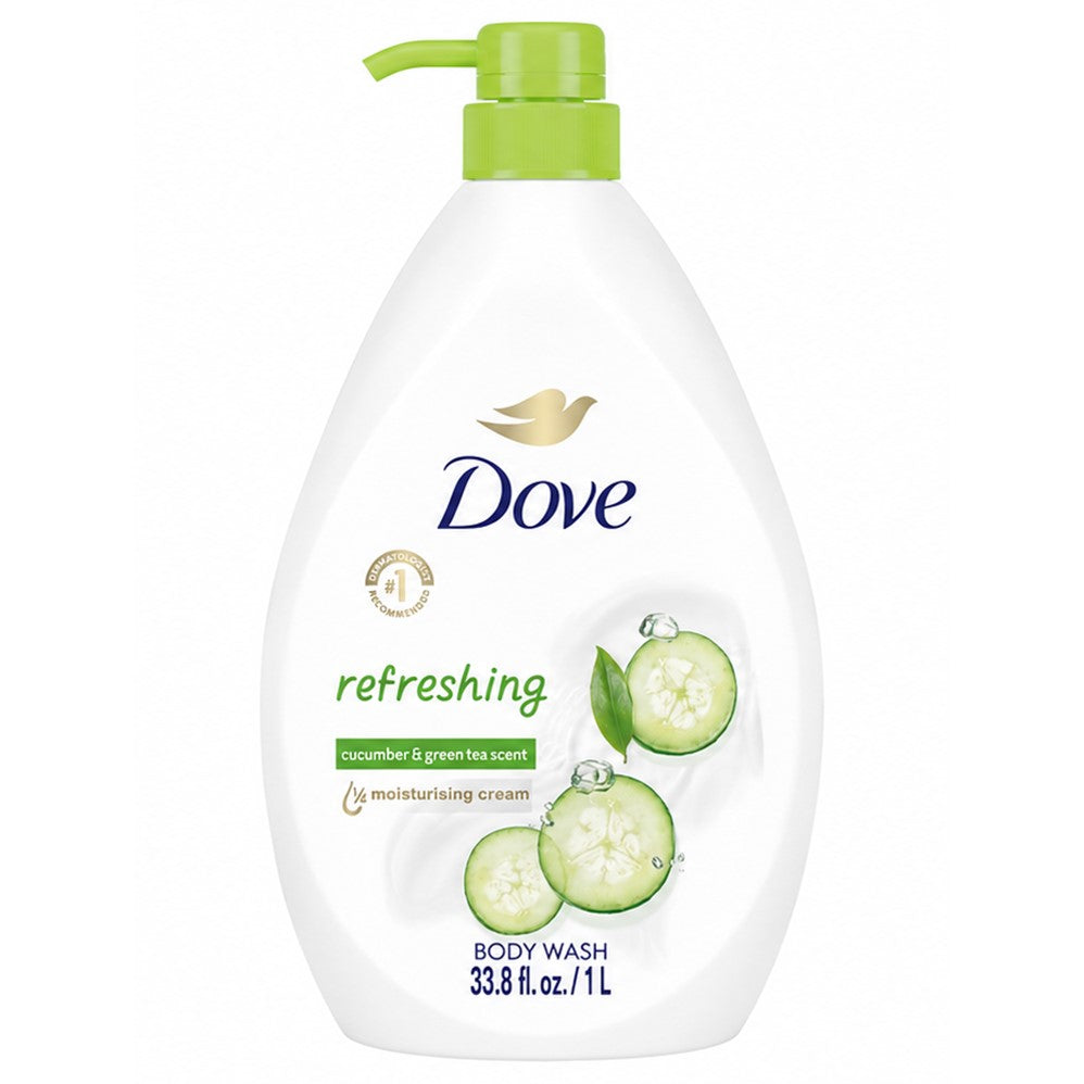 Dove Refreshing Body Wash Cucumber & Green Scent Moisturising Cream - 33.8oz/1L/12pk