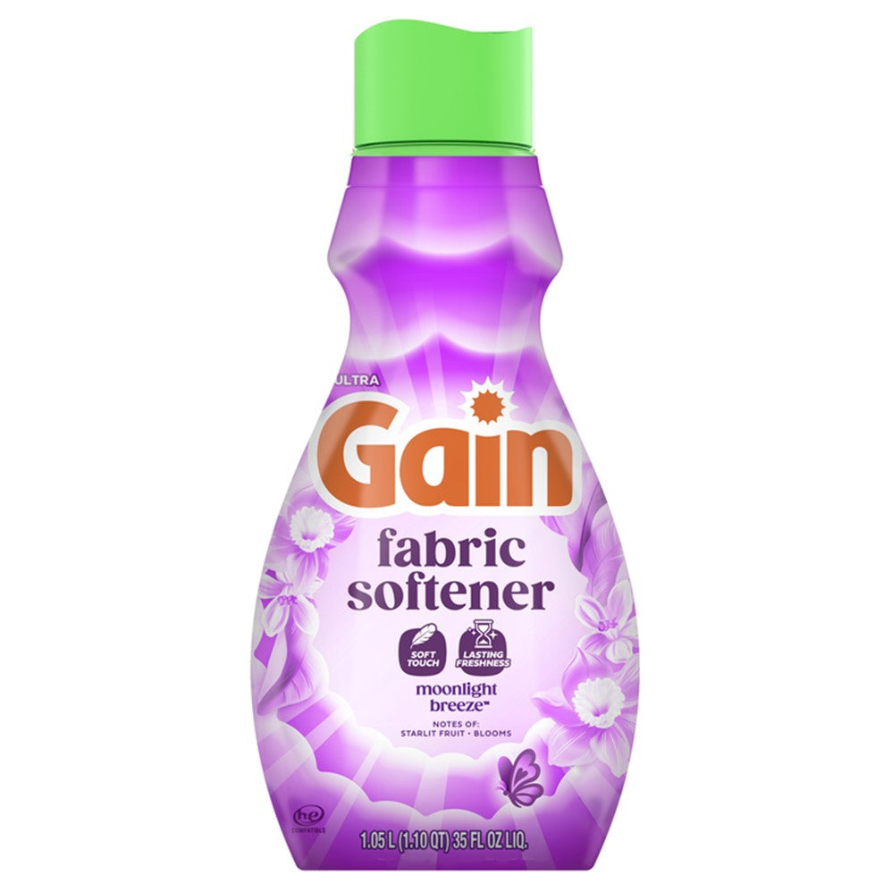 Gain Liquid Laundry Fabric Softener Laundry Conditioner Long Lasting Scent Softens Freshness Helps with Static & Wrinkles Moonlight Breeze Scent - 35oz/6pk