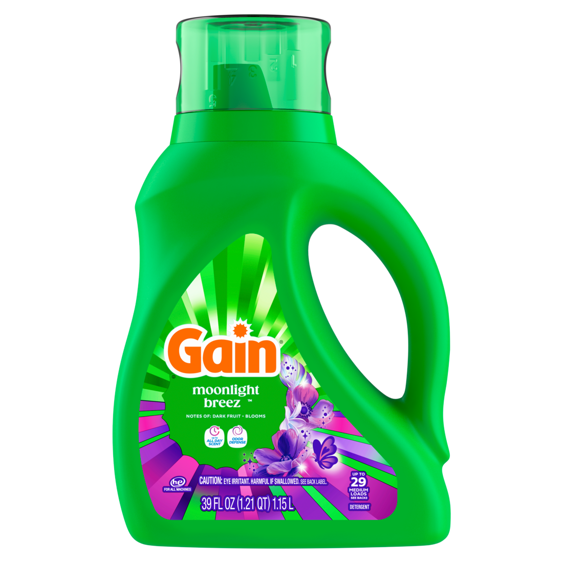 Gain Liquid Laundry Detergent Now with Odor Defense Moonlight Breeze Scent 29 Loads - 39oz/6pk